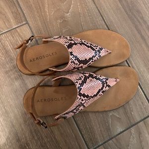Pink snake print Aerosoles sandals